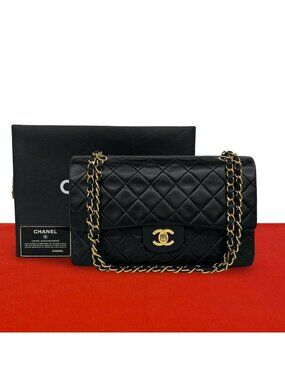 Chanel Vintage Quilted CC Logo Lambskin Shoulder Bag Black